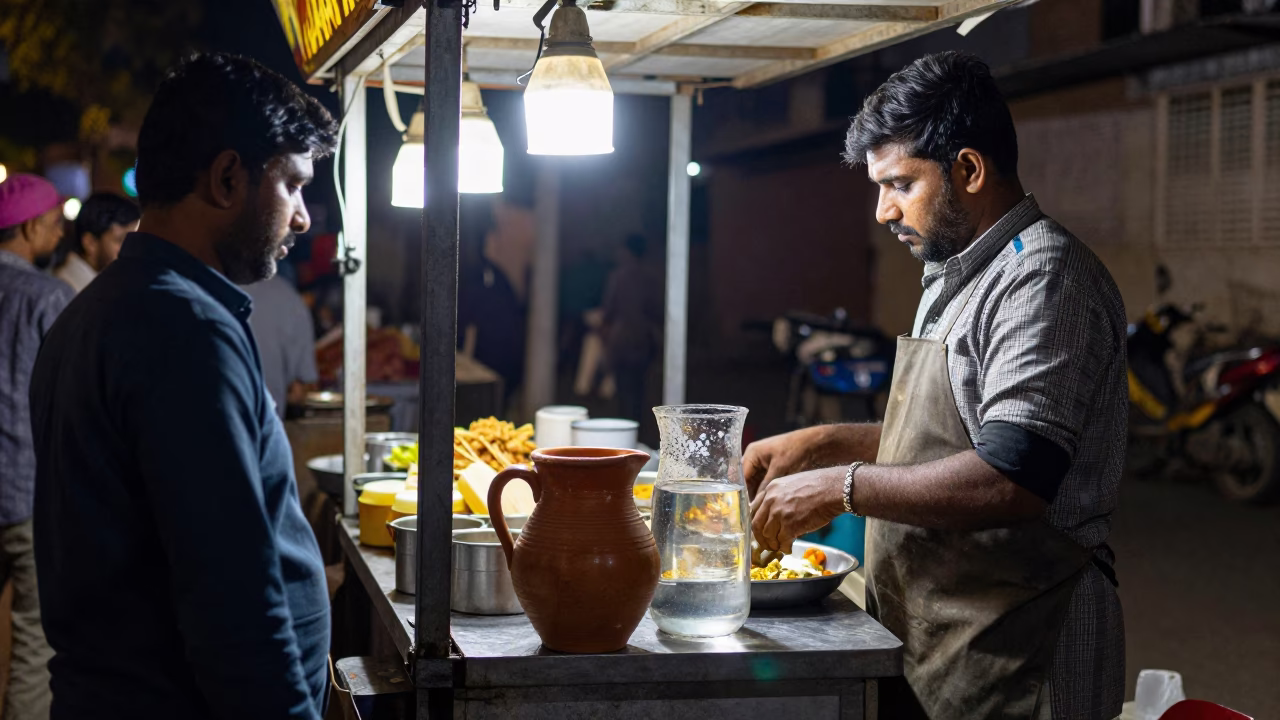 Food Stall in Jaipur at Deep In The Night Light in in Jaipur, India