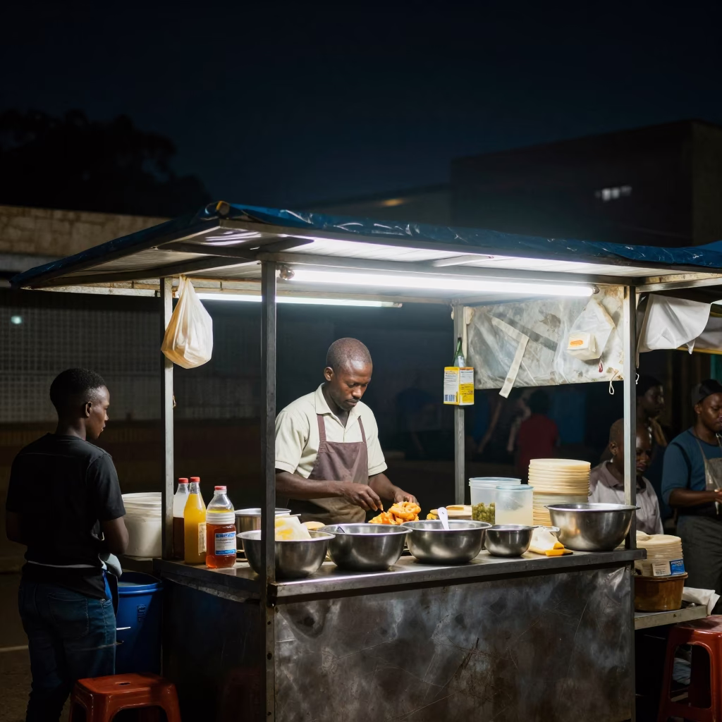 Food Stall in Johannesburg at The Deepest Night Sky Light in in Johannesburg, South Africa