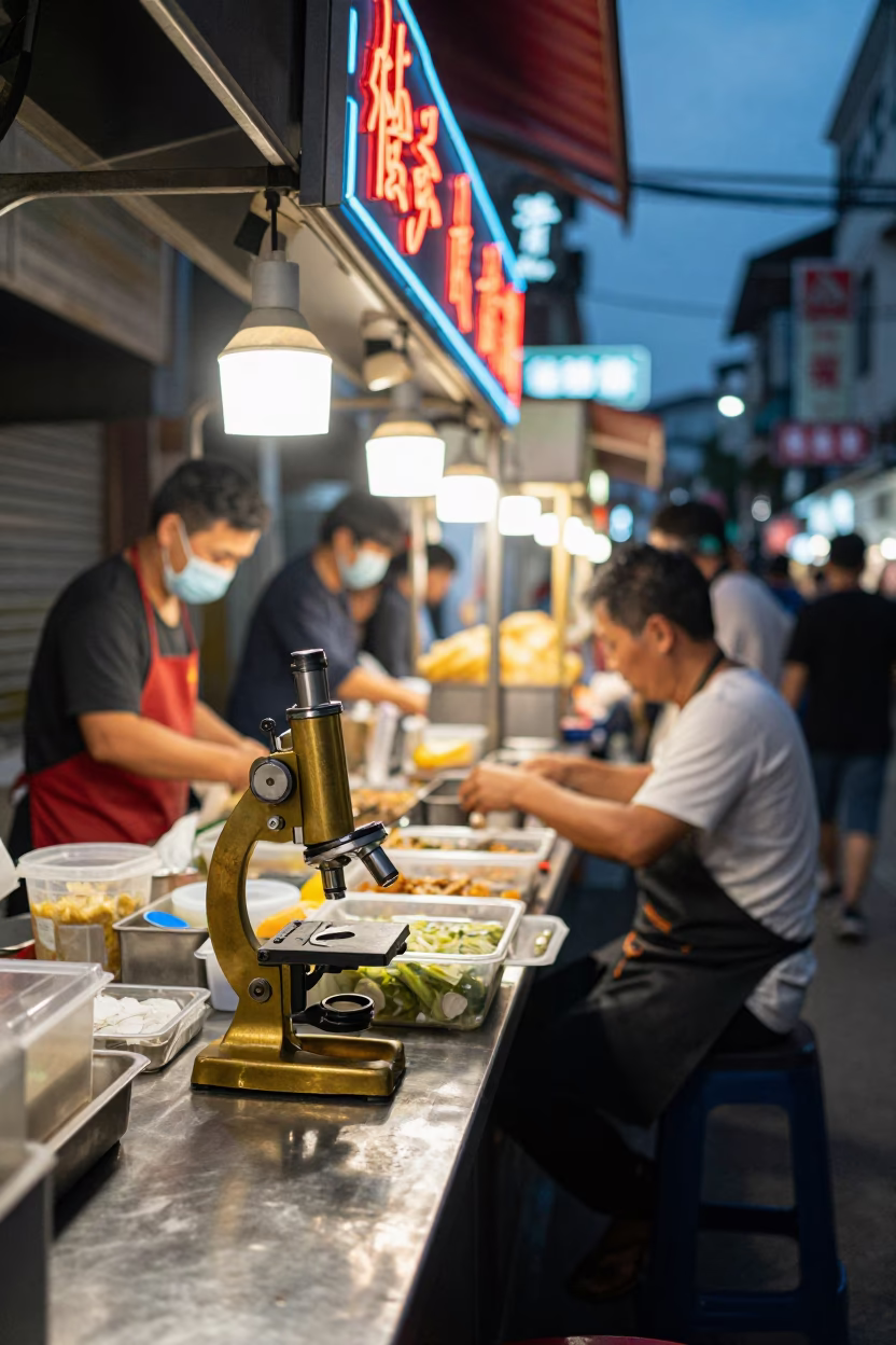 Food Stall in Kaohsiung at As City Lights Begin To Glow in in Kaohsiung, Taiwan