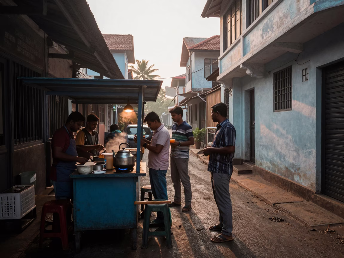 Food Stall in Kochi at The Early Morning Light in in Kochi, India