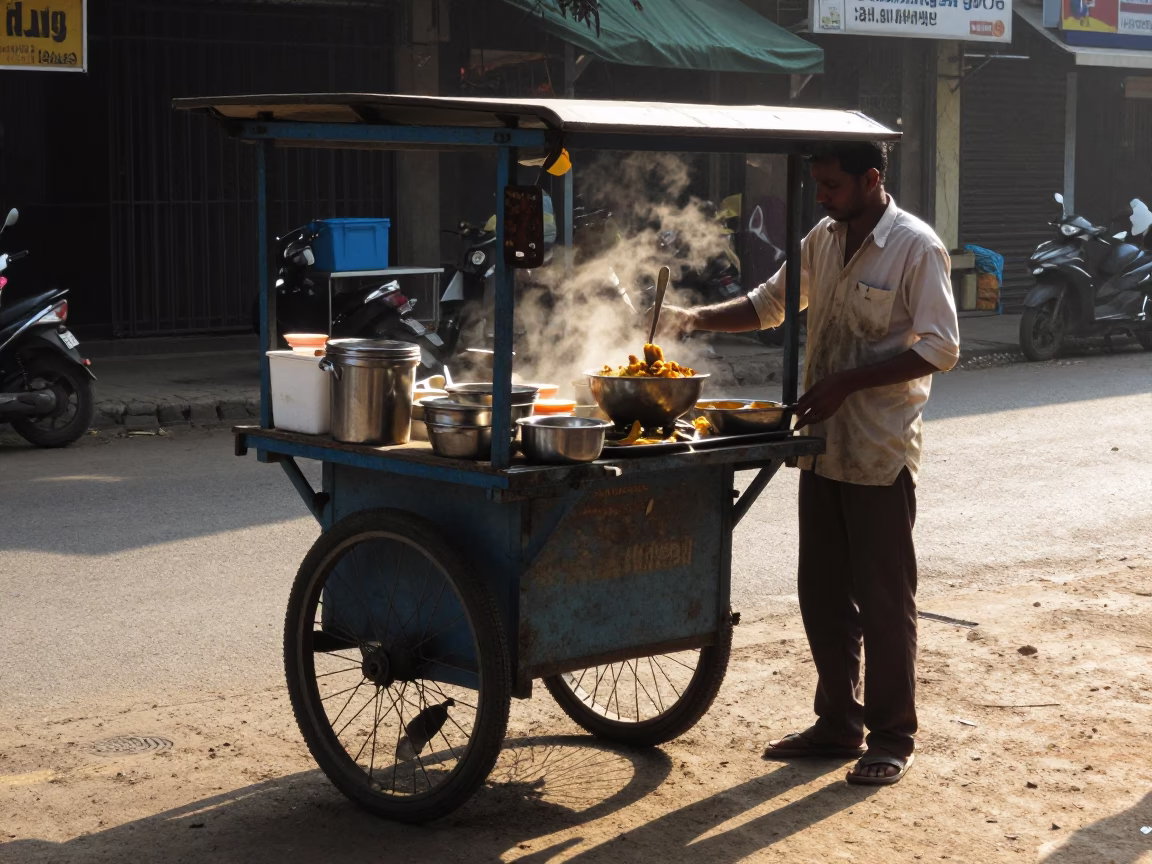 Food Stall in Kolkata at The Late Afternoon Light in in Kolkata, India