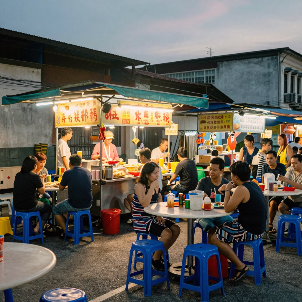 Food Stall in Kuala Lumpur at The Early Evening Light in in Kuala Lumpur, Malaysia