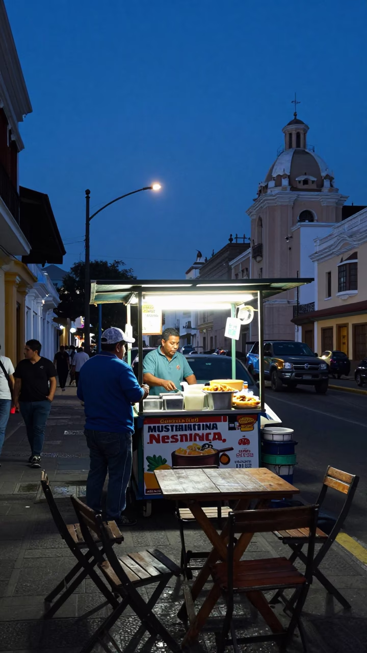 Food Stall in Lima at Blue Hour in in Lima, Peru