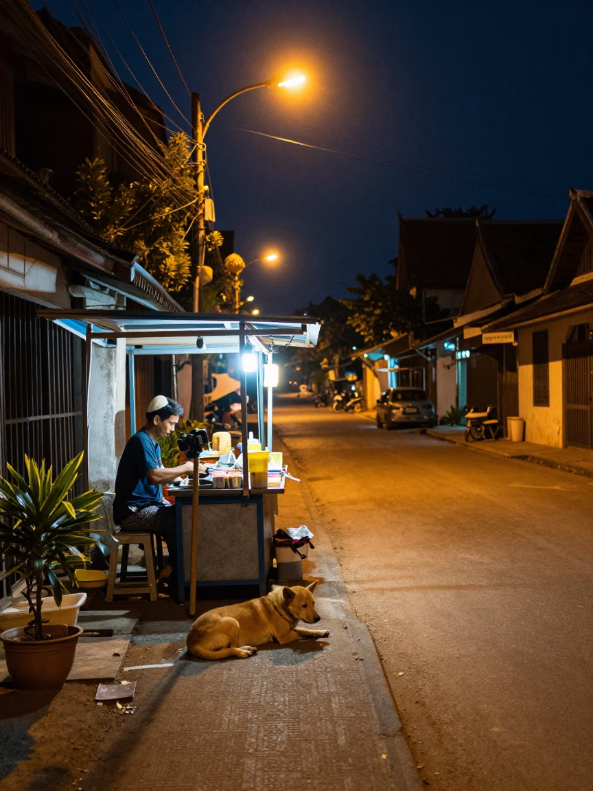 Food Stall in Luang Prabang in in Luang Prabang, Laos