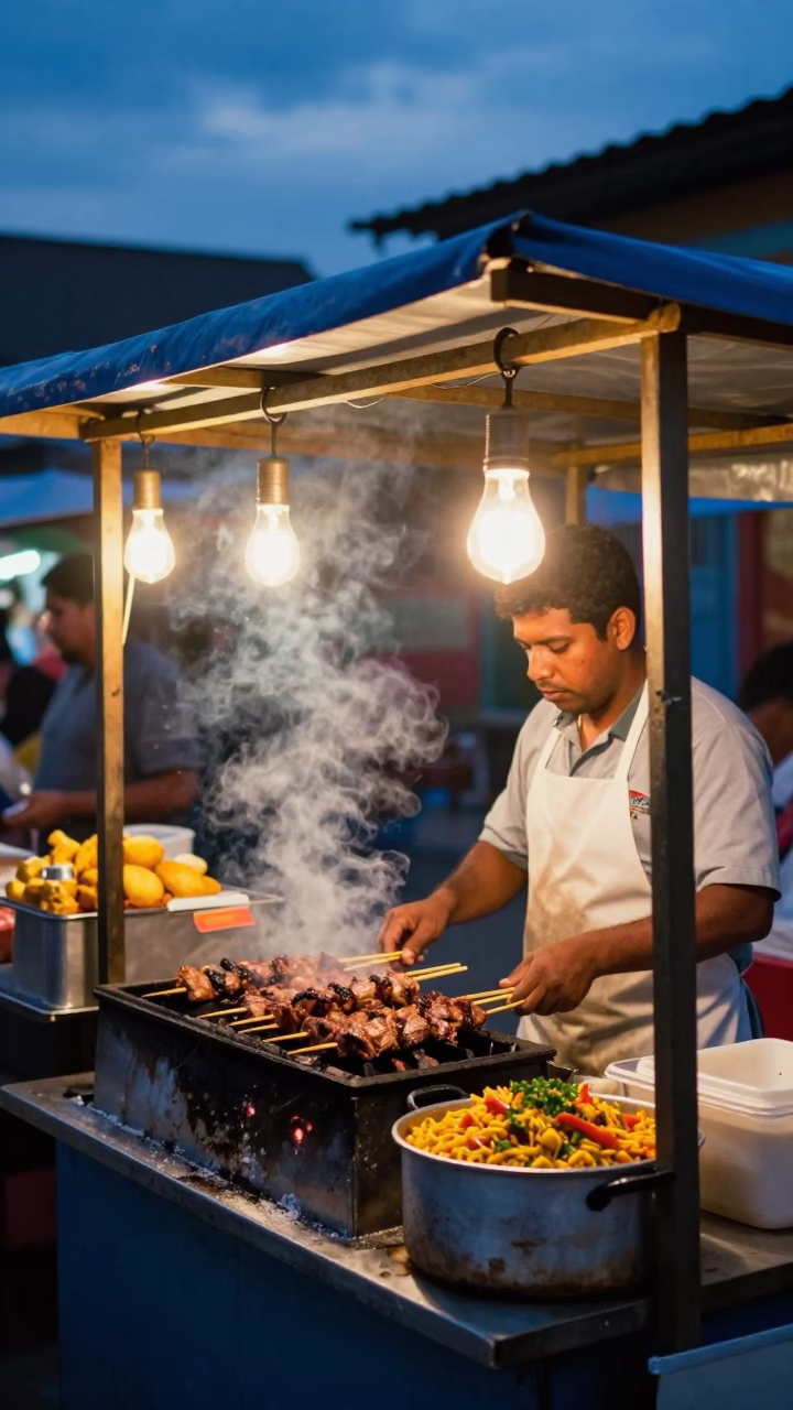 Food Stall in Medellin at Blue Hour in in Medellin, Colombia
