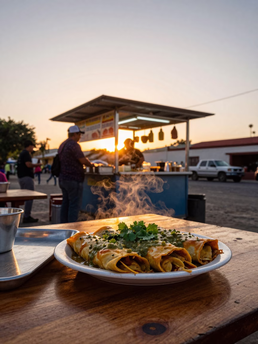 Food Stall in Merida at Sunset Light in in Merida, Mexico