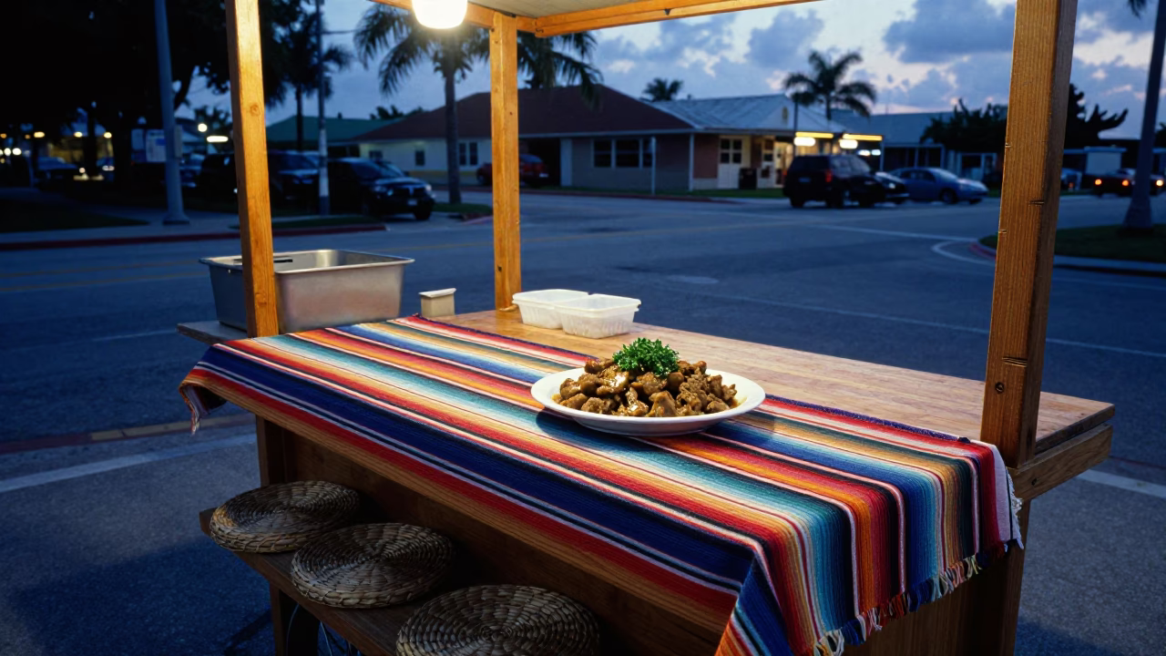 Food Stall in Miami at Blue Hour in in Miami, Florida, United States