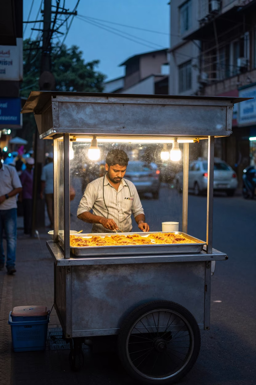 Food Stall in Mumbai at Blue Hour in in Mumbai, India