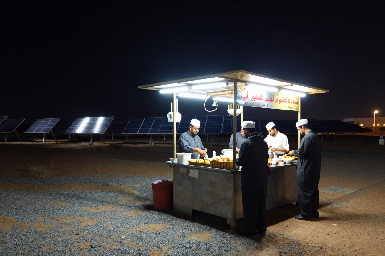 Food Stall in Muscat at Midnight Light in in Muscat, Oman