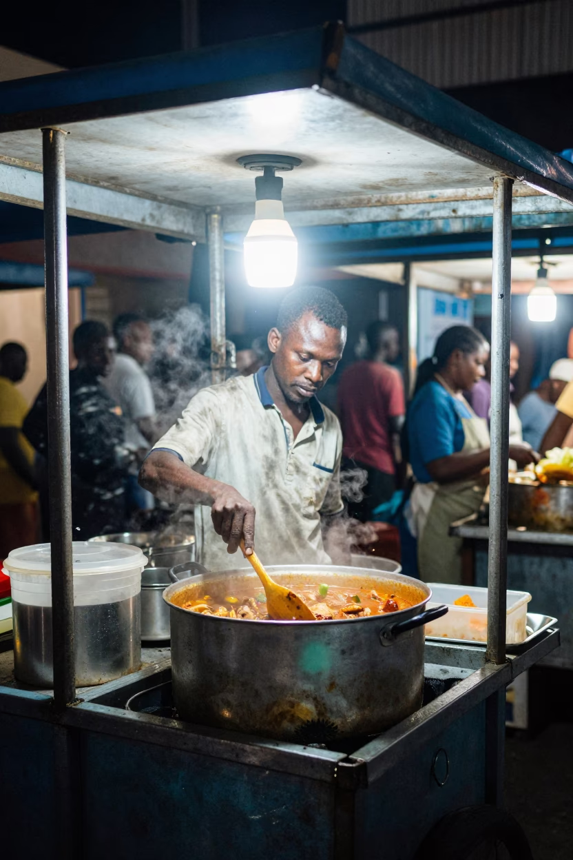 Food Stall in Nairobi at Midnight Light in in Nairobi, Kenya