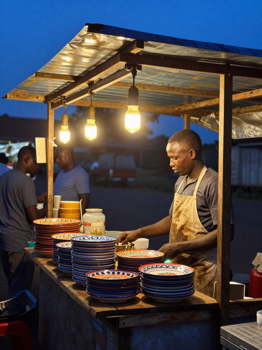 Food Stall in Nairobi at Twilight in in Nairobi, Kenya