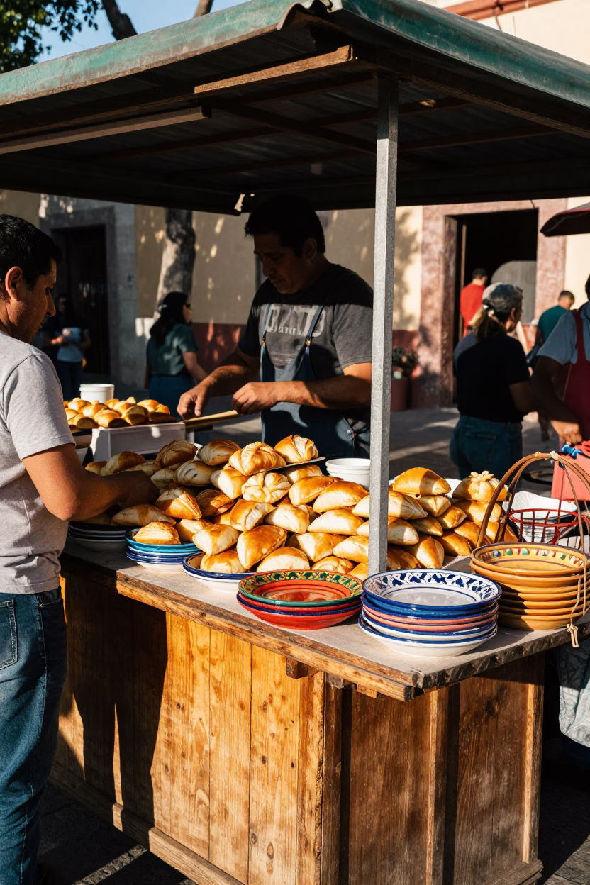 Food Stall in Oaxaca at The Late Morning Light in in Oaxaca, Mexico