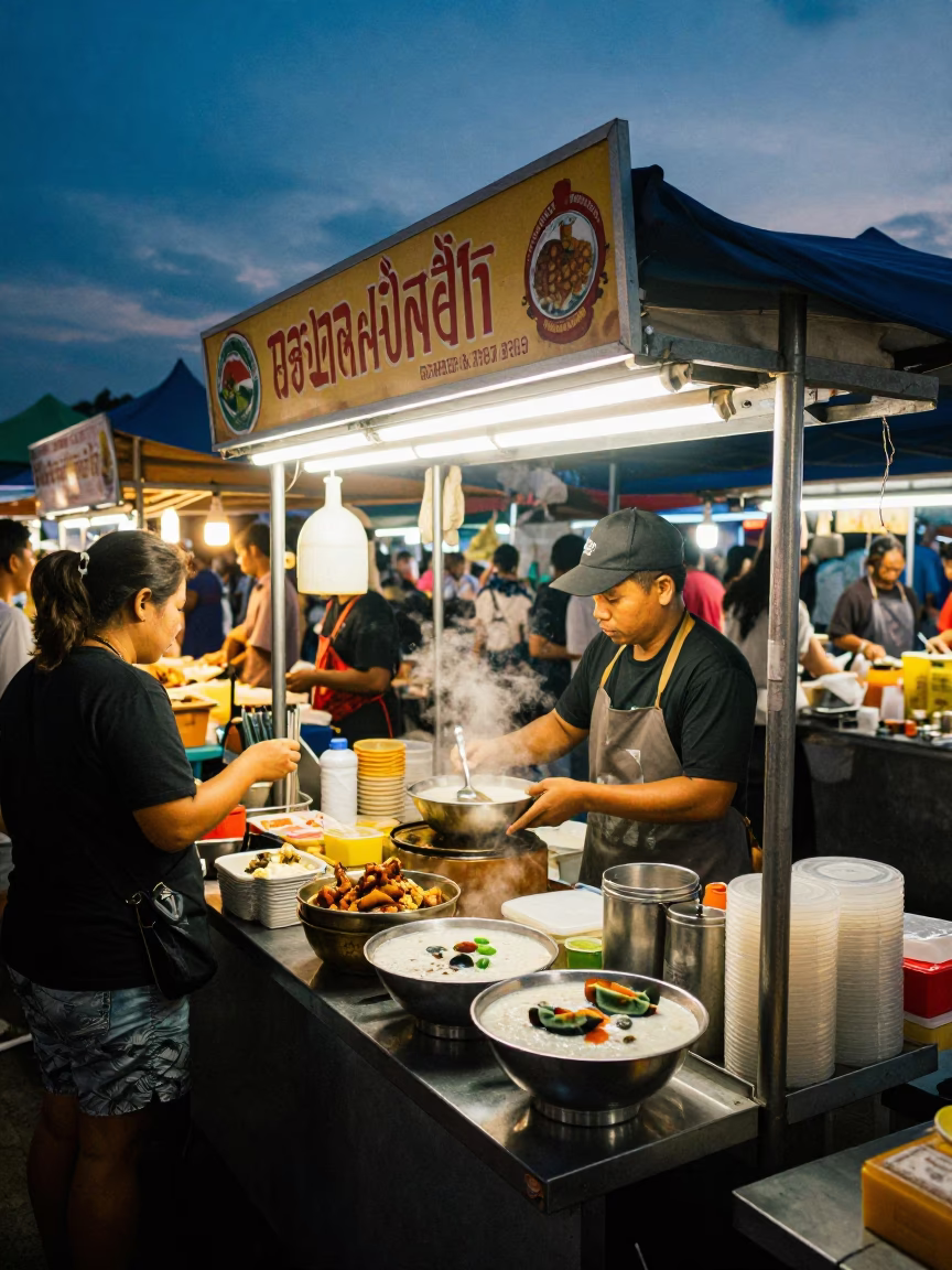 Food Stall in Phuket at Blue Hour in in Phuket, Thailand
