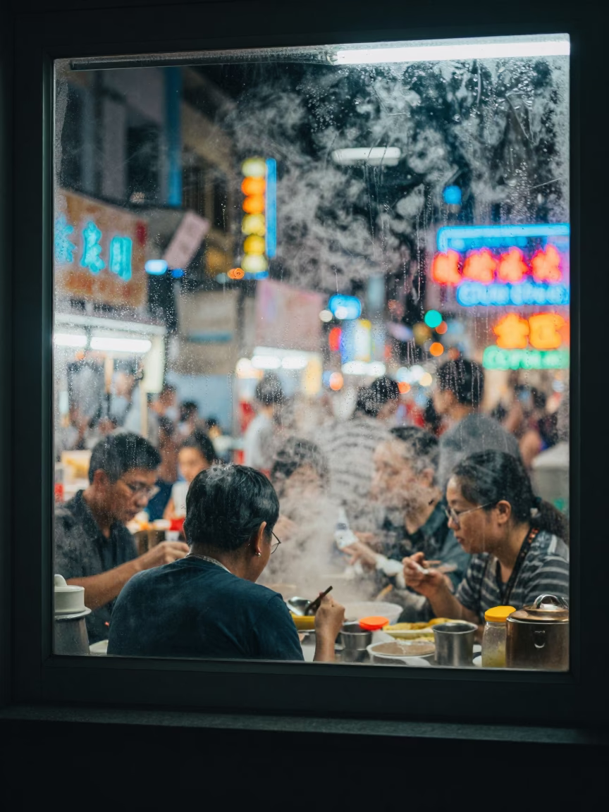 Food Stall in Singapore at Deep In The Night Light in in Singapore, Singapore