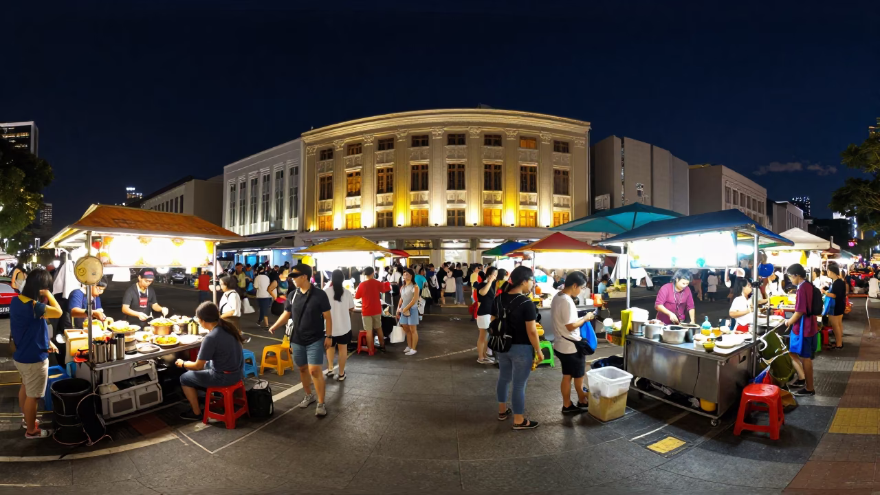 Food Stall in Singapore at The Deepest Night Sky Light in in Singapore, Singapore