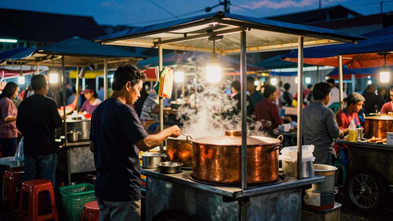Food Stall in Surabaya at Blue Hour in in Surabaya, Indonesia