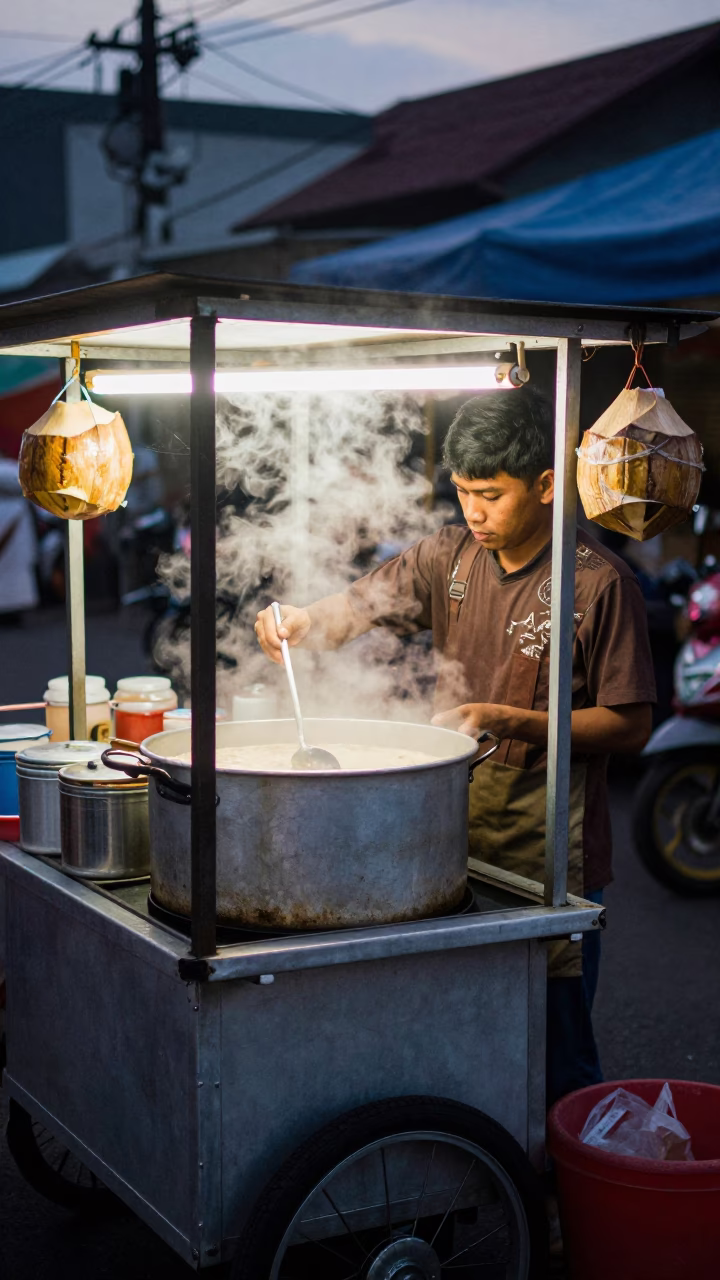 Food Stall in Surabaya at The Early Evening Light in in Surabaya, Indonesia