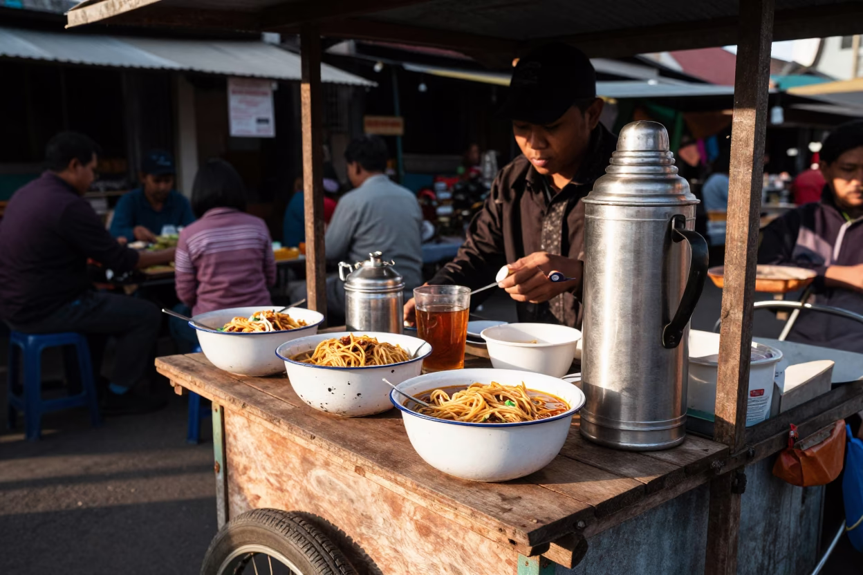 Food Stall in Yogyakarta at The Early Afternoon Light in in Yogyakarta, Indonesia