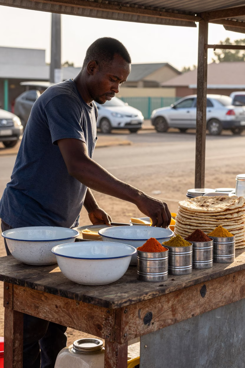 Food Stall just after sunrise in Durban in in Durban, South Africa