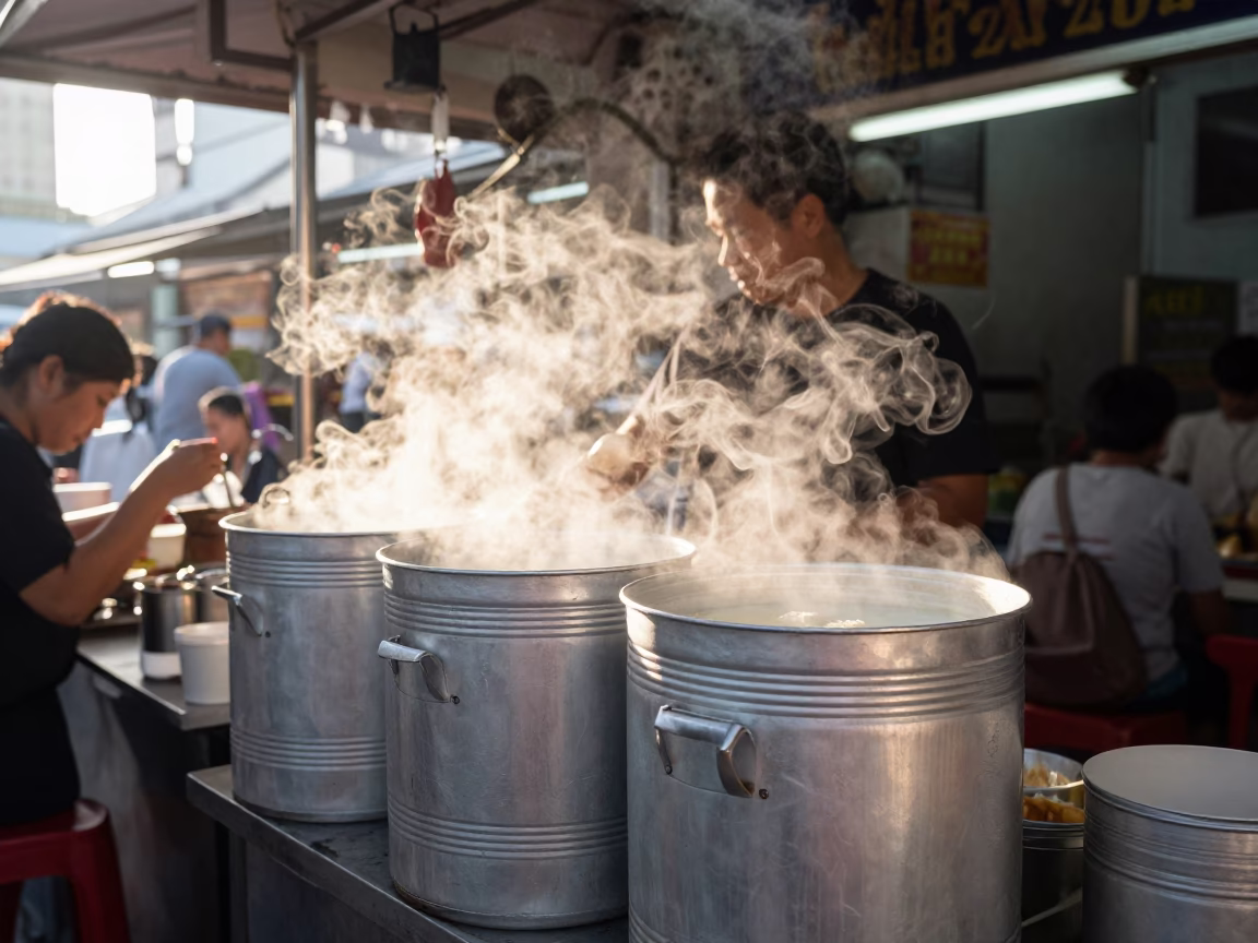 Food Stall just after sunrise in Kuala Lumpur in in Kuala Lumpur, Malaysia