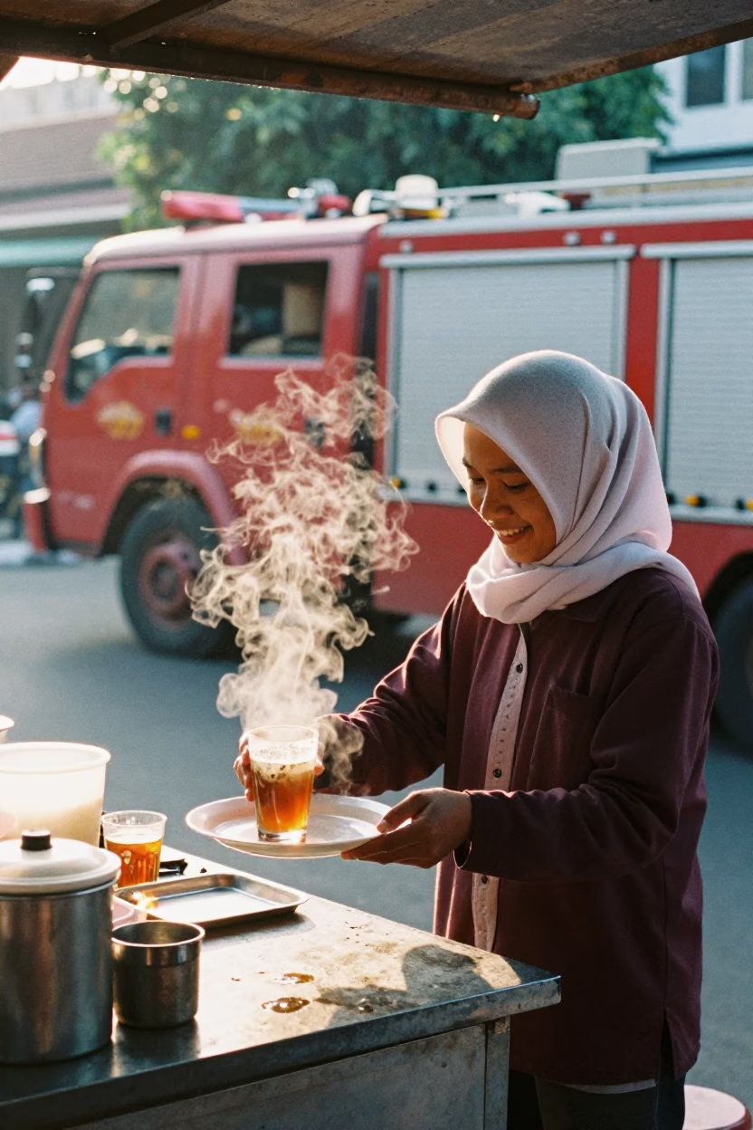 Food Stall just after sunrise in Surabaya in in Surabaya, Indonesia