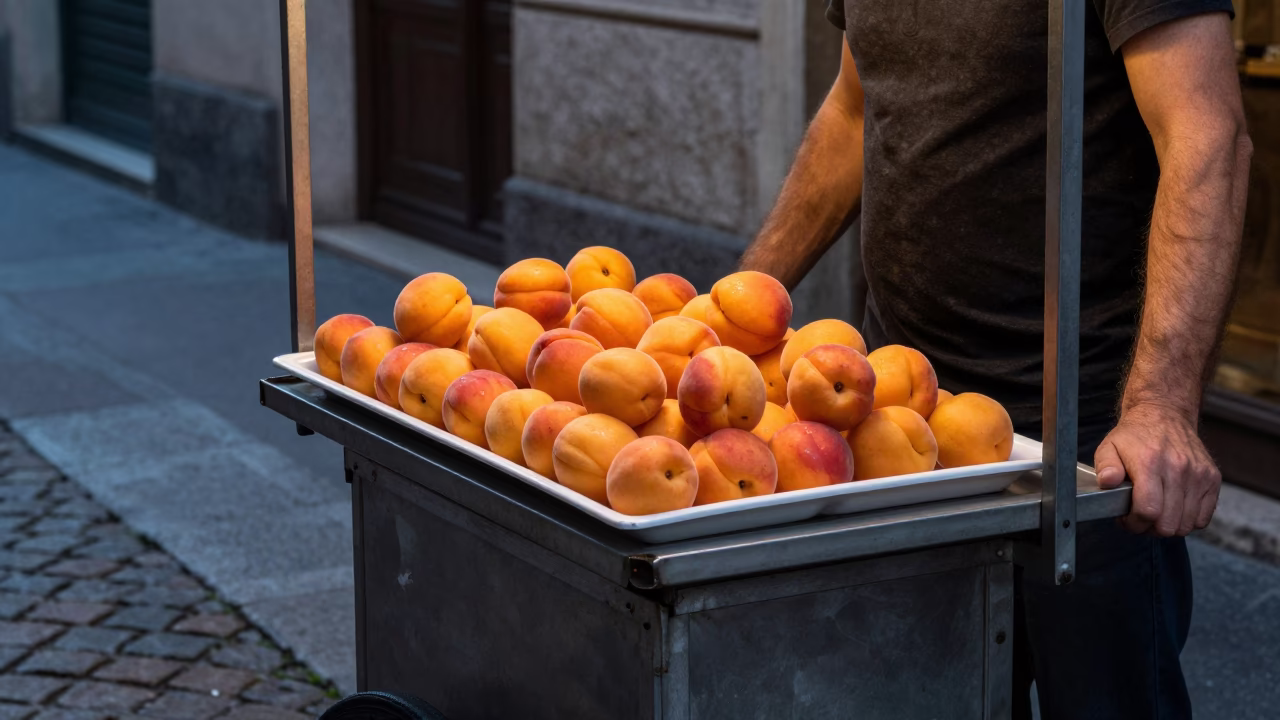 Food Stand in Milan at Deep In The Night Light in in Milan, Italy
