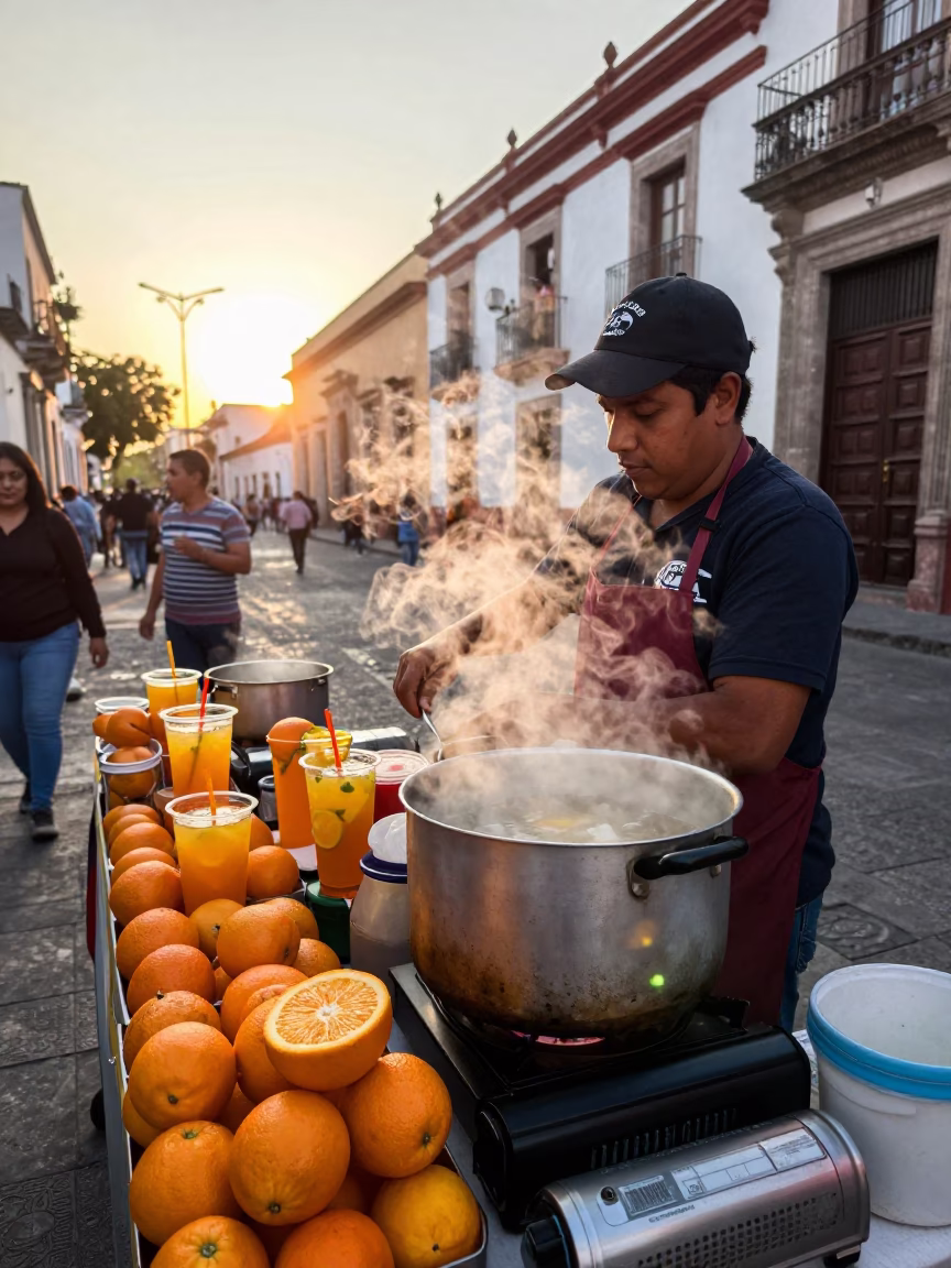 Food Vendor at First Light Of Dawn in Guadalajara in in Guadalajara, Mexico