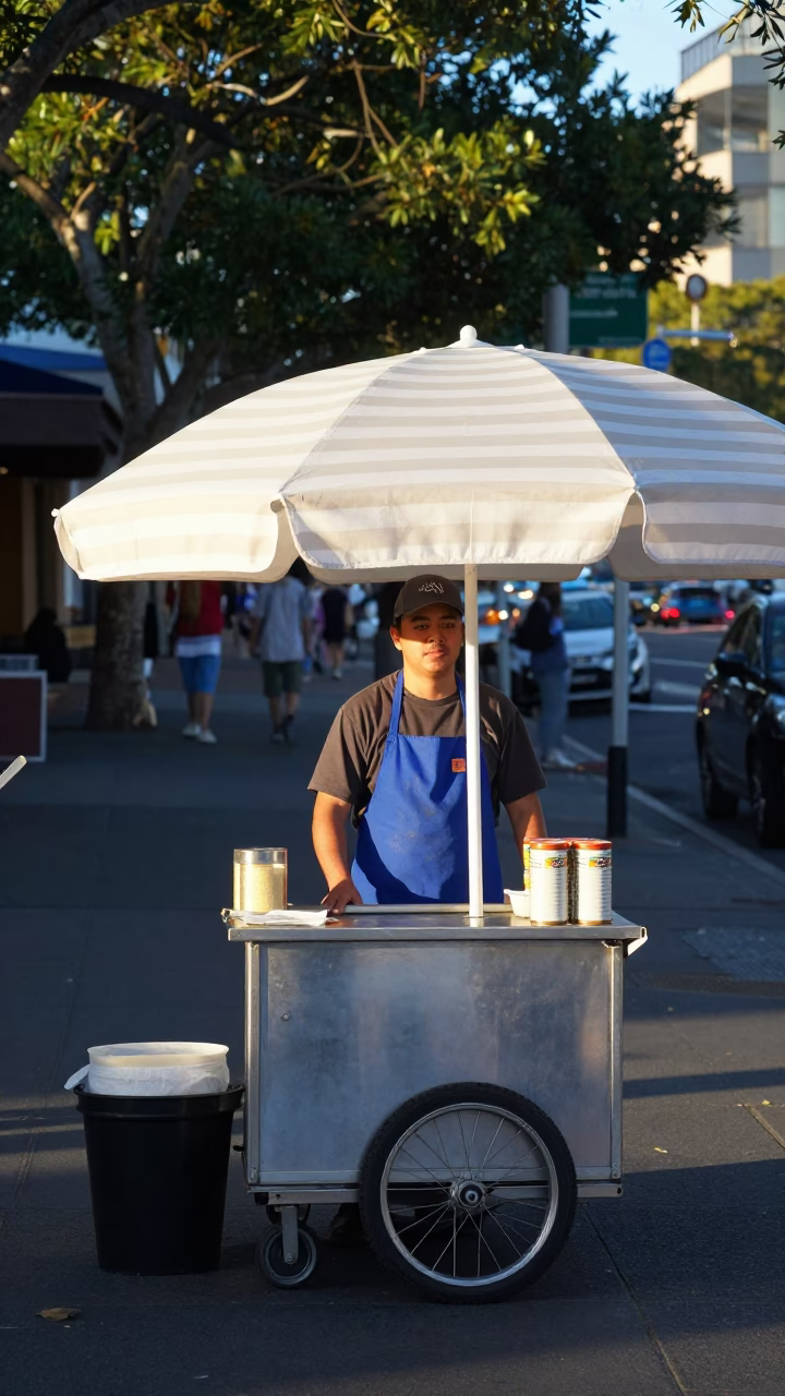 Food Vendor at The Early Morning Light in Sydney in in Sydney, New South Wales, Australia