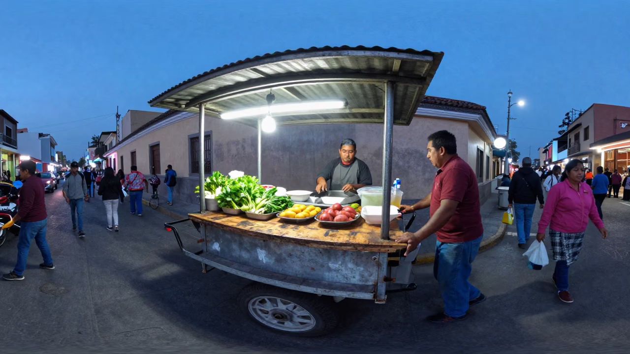 Food Vendor at The Last Blue Light Of Evening in Lima in in Lima, Peru