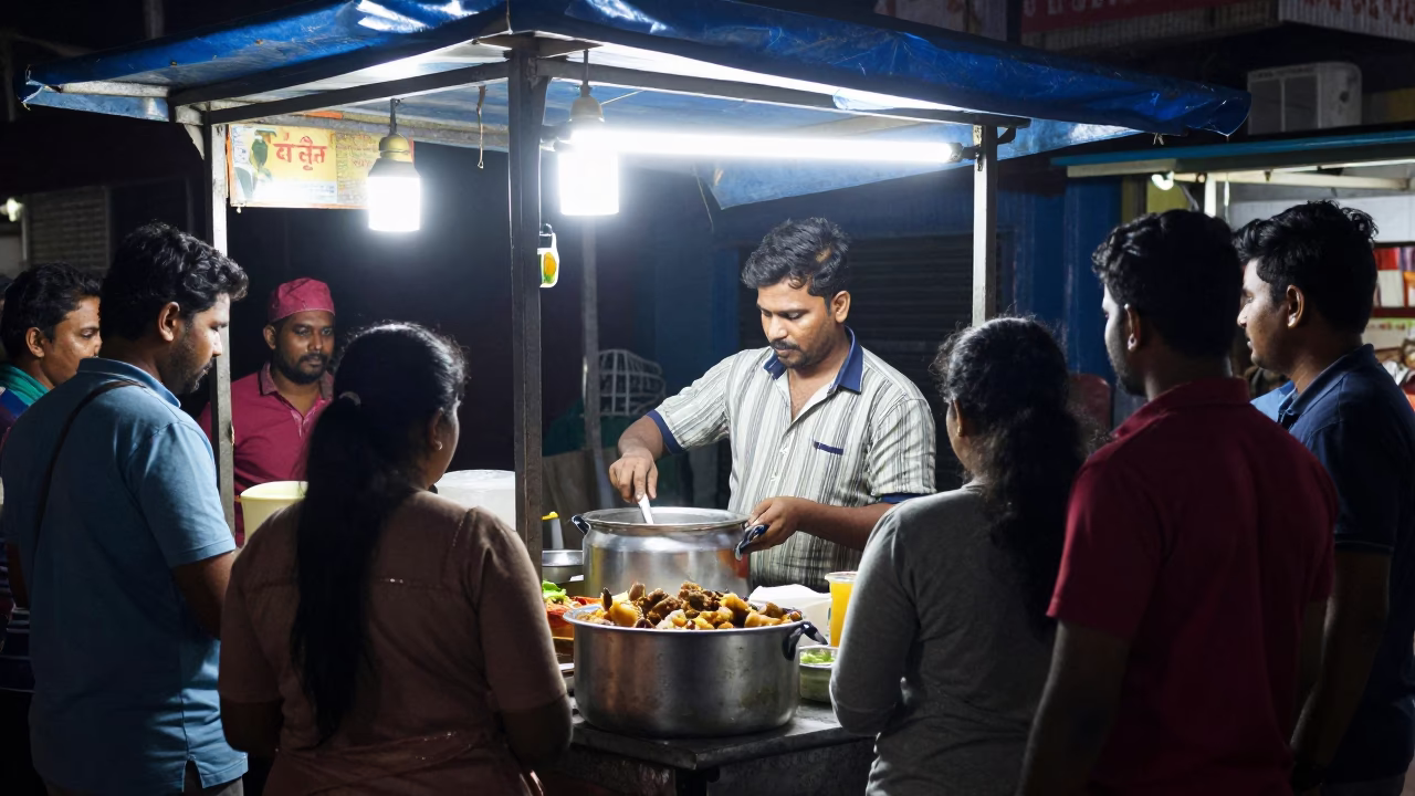 Food Vendor in Chennai at The Deepest Night Sky Light in in Chennai, India