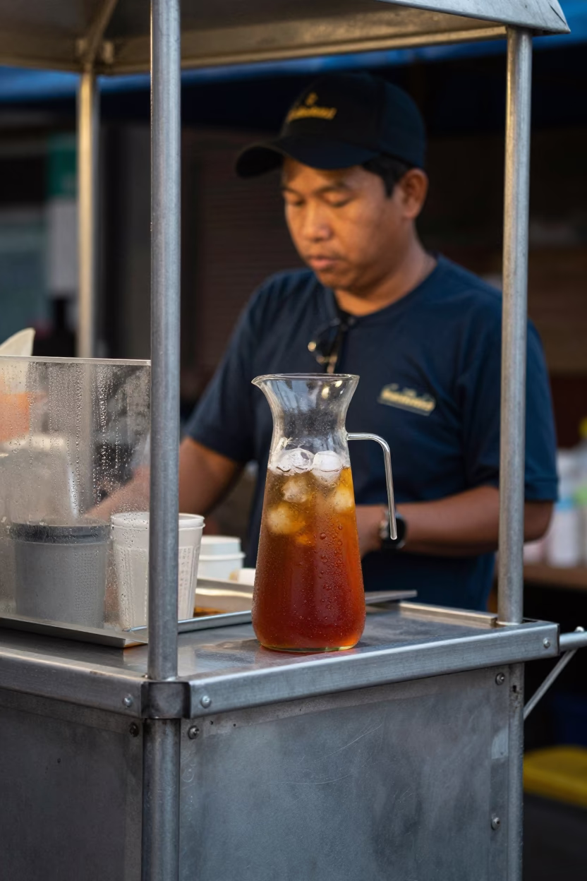 Food Vendor in Chiang Mai at Midnight Light in in Chiang Mai, Thailand