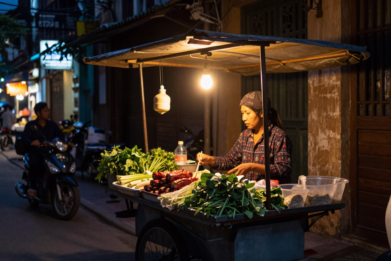 Food Vendor in Hanoi in in Hanoi, Vietnam