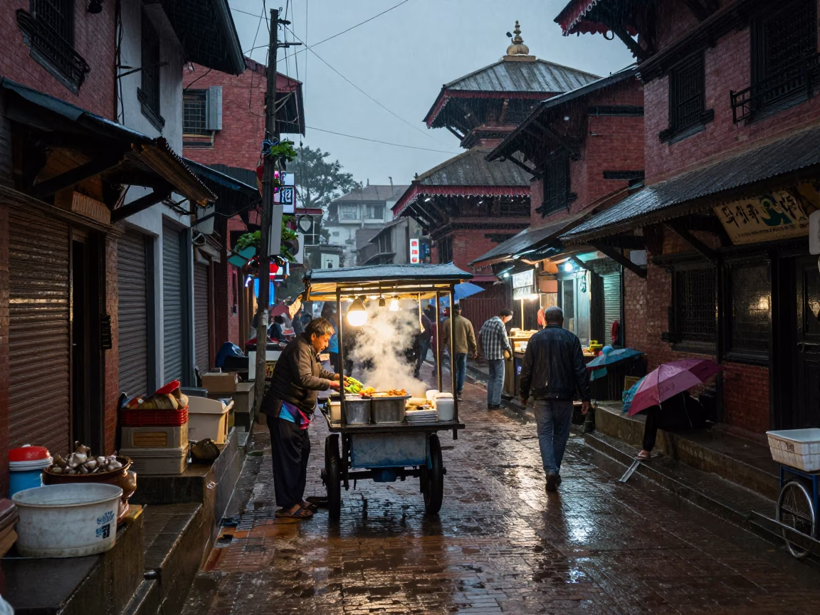 Food Vendor in Kathmandu in in Kathmandu, Nepal