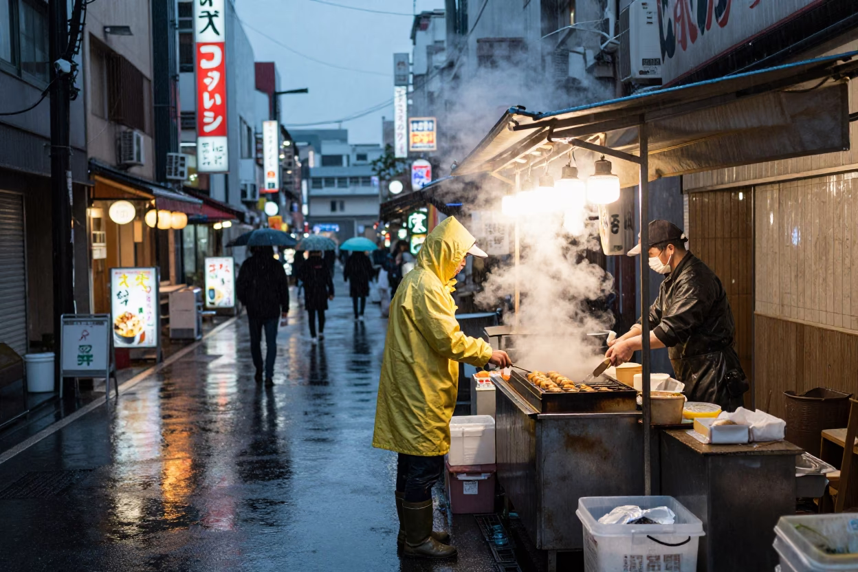 Food Vendor in Osaka in in Osaka, Japan