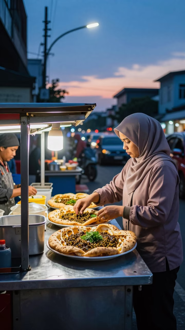 Food Vendor in Surabaya at Blue Hour in in Surabaya, Indonesia