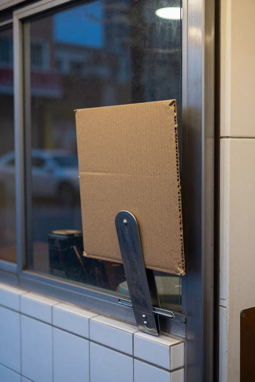Foot Clip on Wax Cardboard in Beijing Store in inside a storefront prepared for opening near Beijing