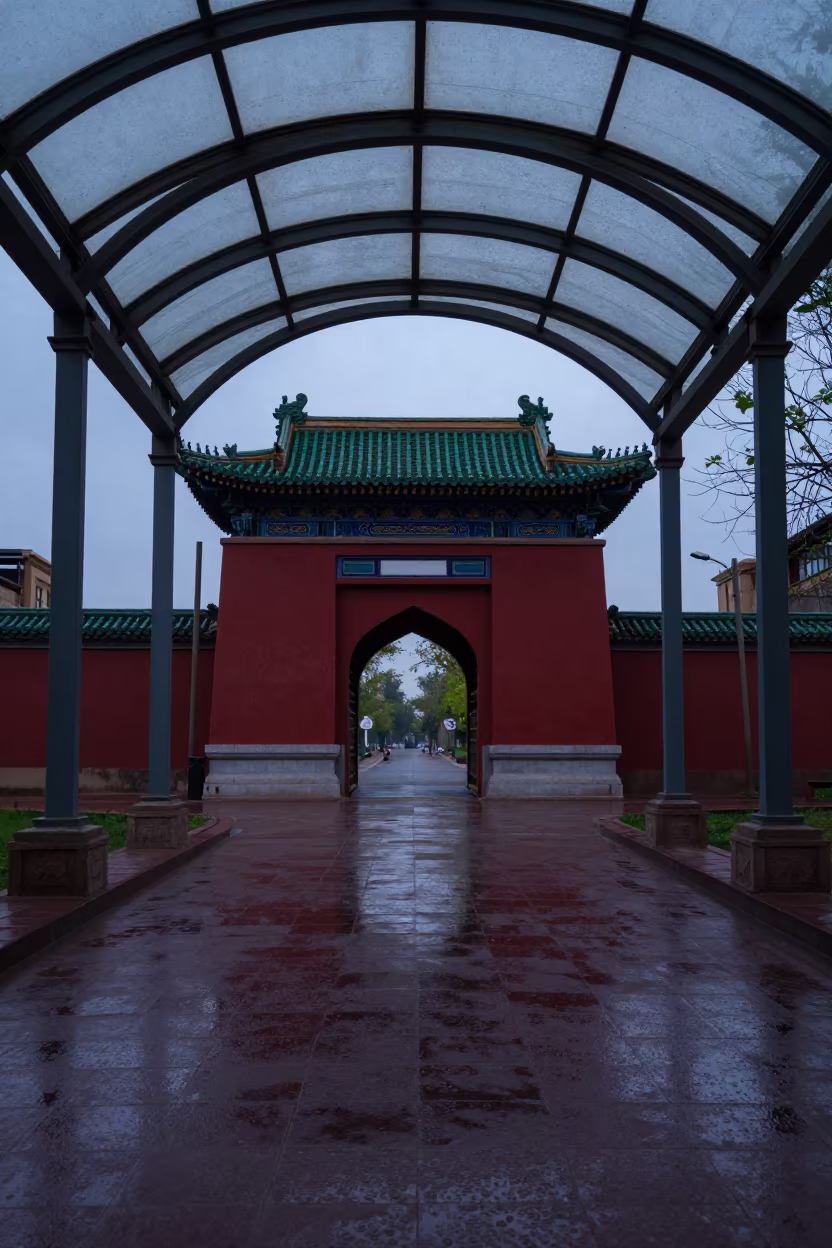 Forbidden City Gate in Erbil Glass Arcade Twilight in inside a glass-roofed arcade near Erbil