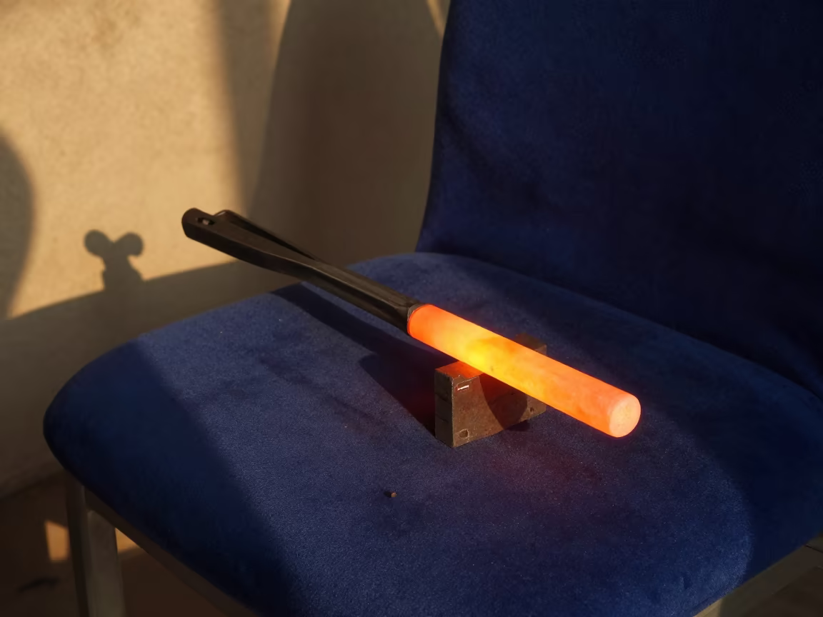 Forge Fire Reflected in Blacksmith Tongs on Velvet in on a velvet chair in Rohtak