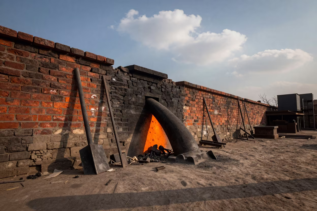 Forge Mouth Glows on Quarry Ledge Near Nagpur in on a quarry ledge near Nagpur