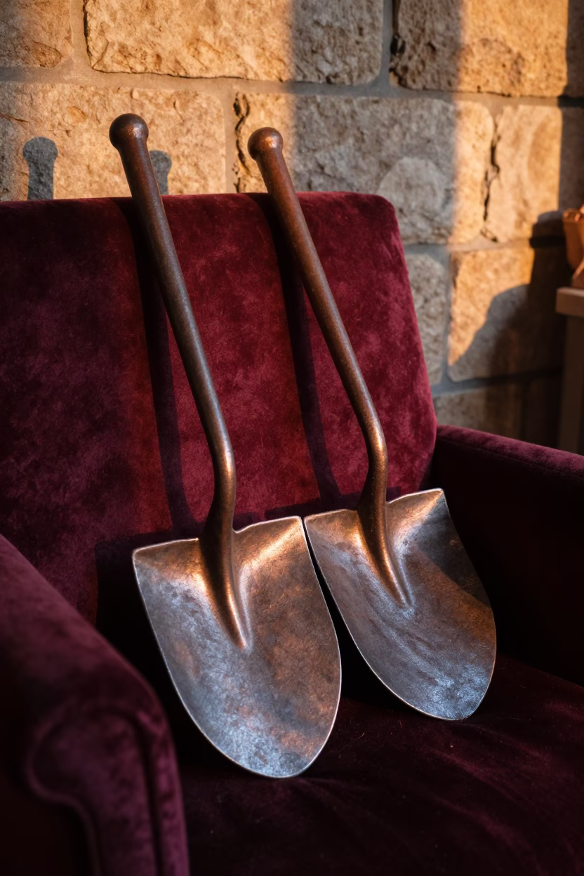 Forged Plowshares on Velvet Chair in on a velvet chair in Zhengzhou