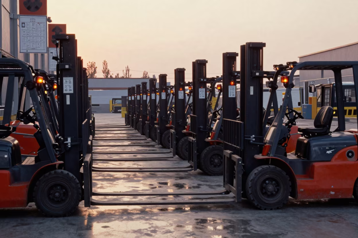 Forklift Beacons and Routing Sheets in Lanzhou Warehouse in inside a warehouse aisle near Lanzhou