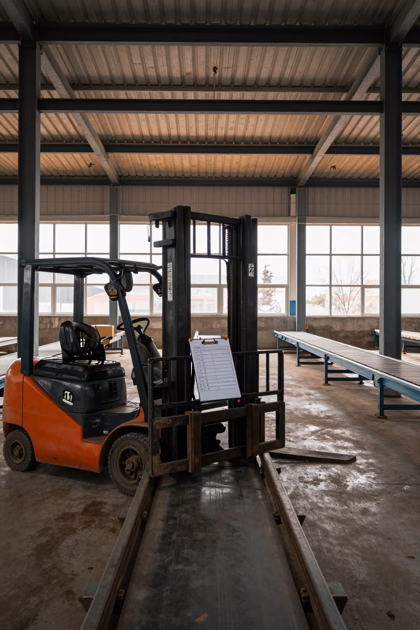 Forklift Checklist Rail at Qingdao Sorting Belt in at a parcel sorting belt in Qingdao