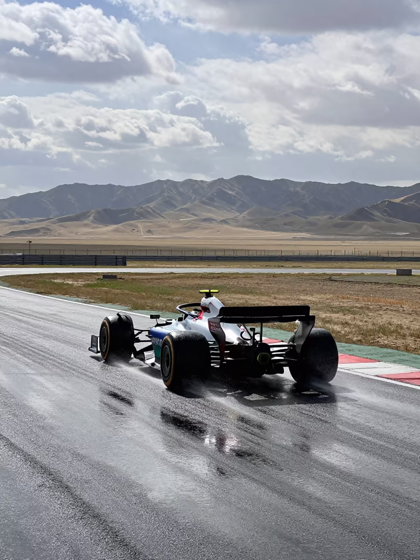 Formula One Car Wet Apex Near Hisar Under Noon in near Hisar