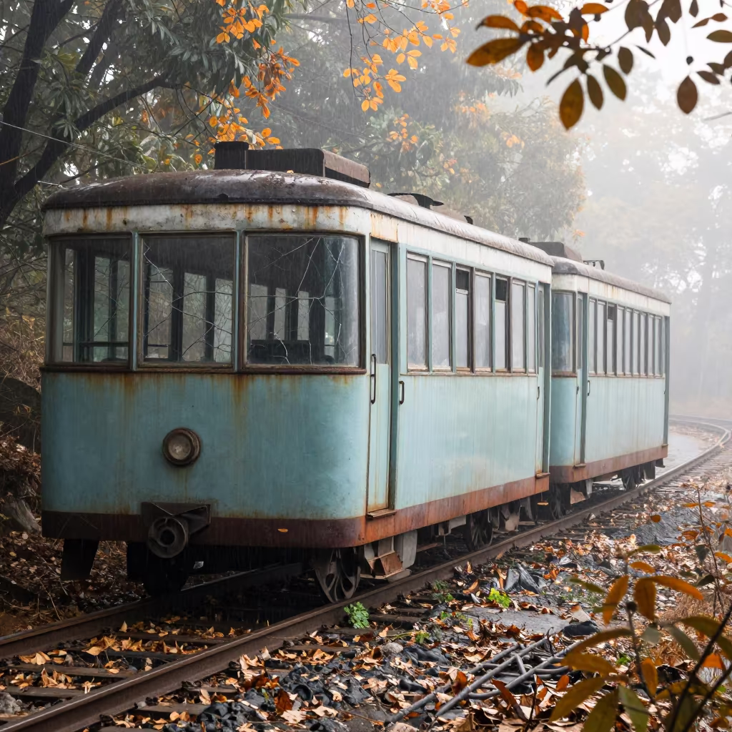 Forsaken Cable Car Station Bihar Autumn in along a switchback approach in Bihar