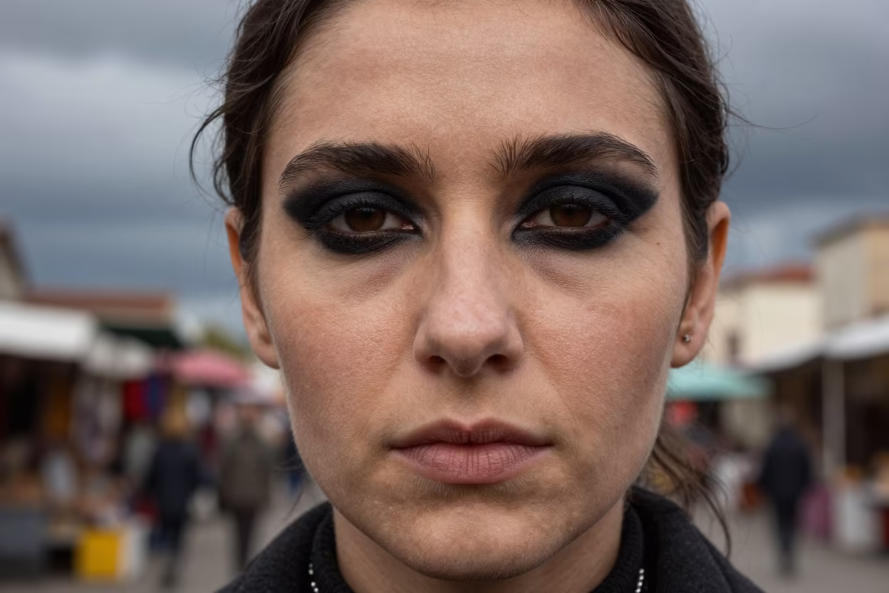 Fortune Teller Portrait with Dark Kohl Eyes in Van Market in along a market lane in Van