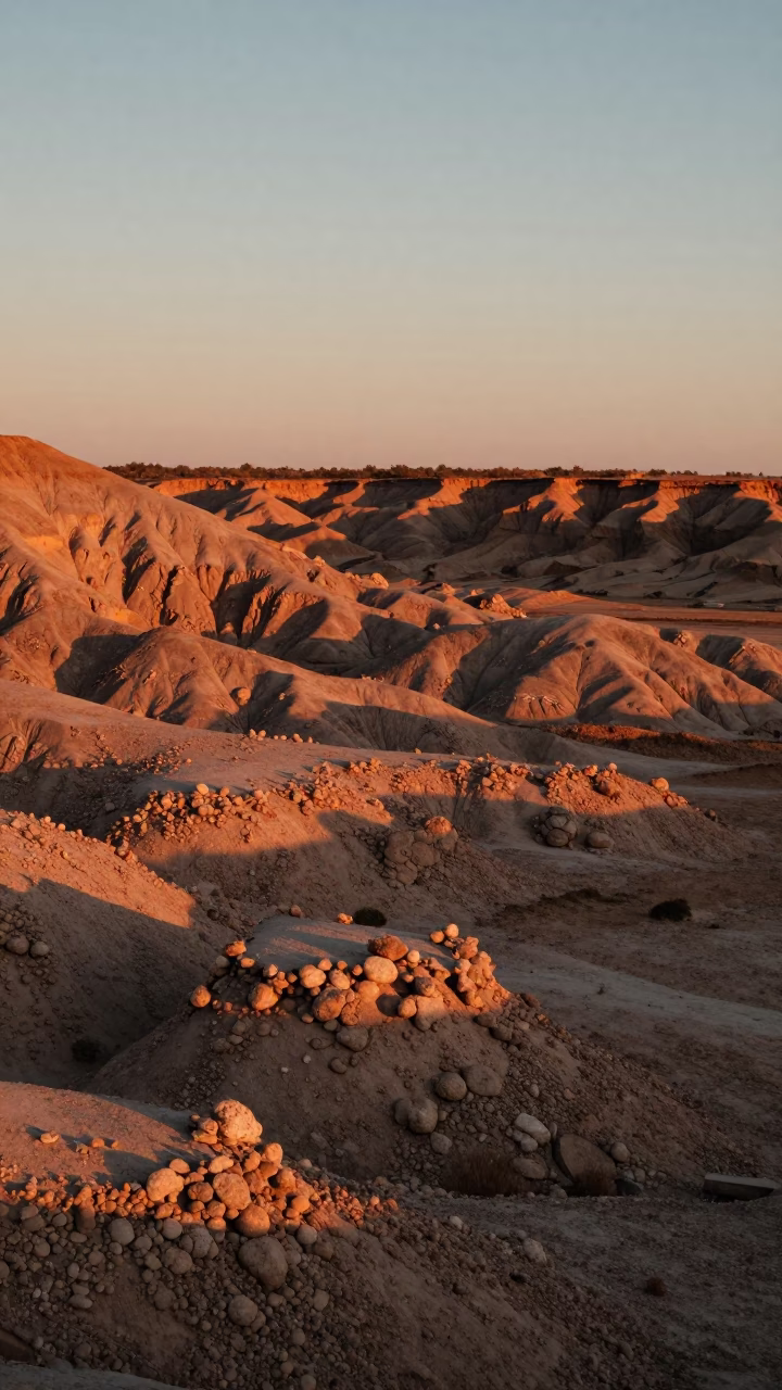 Fossil Terrace Sunset Over Salvador Valley in across a wide valley floor near Salvador