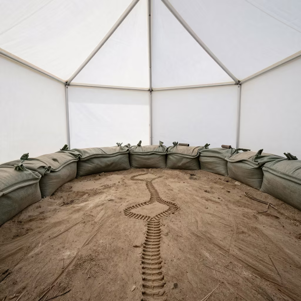 Fossil Trackway Cast in Field Tent Christchurch in beside a tidal survey transect near Christchurch