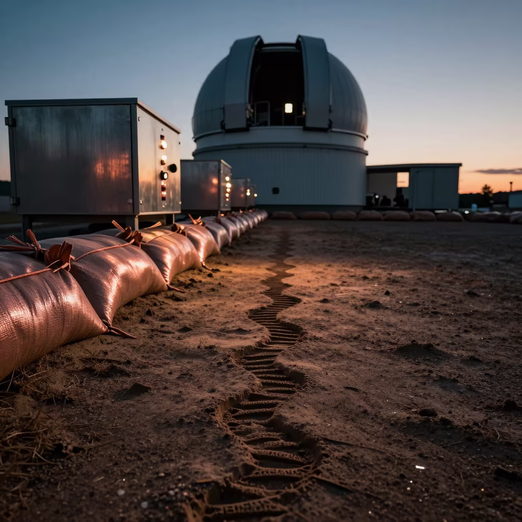 Fossil Trackway Cast Silhouette at Observatory Dome in beside an observatory dome in Pernambuco