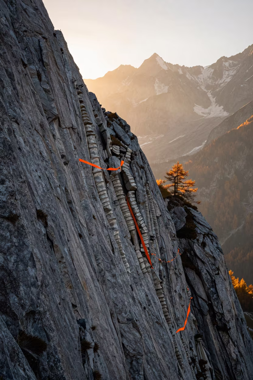 Fossil Vertebrae Line Chamonix Autumn Dawn in in Chamonix