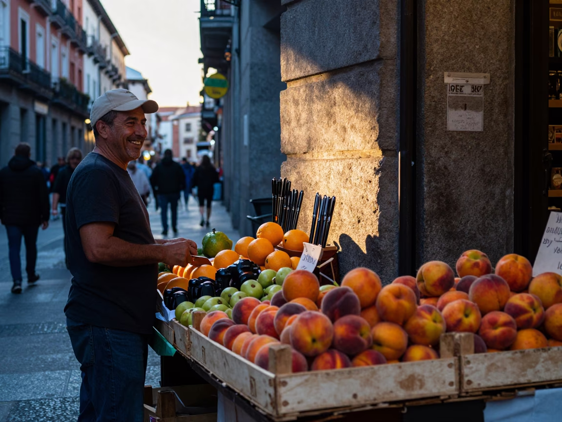 Fountain Pen in Madrid at Sunrise Light in in Madrid, Spain